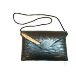 Black Clutch Handbag Shoulder Bag Chic Ethnic Handmade Vintage Bohemian Nature